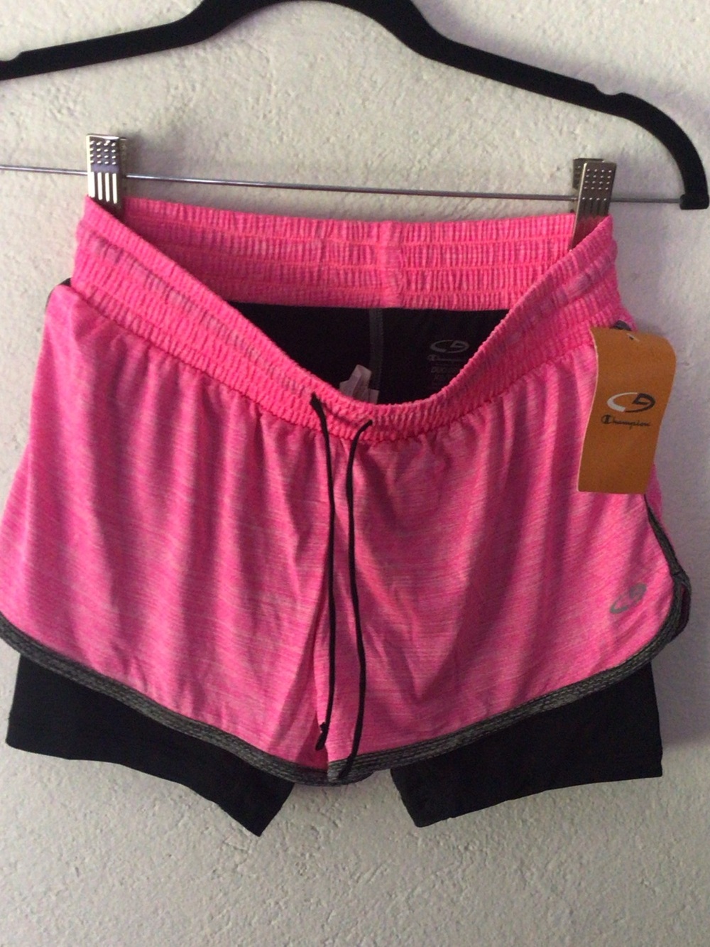 Champion Pink Layered Athletic Shorts with Black Liner